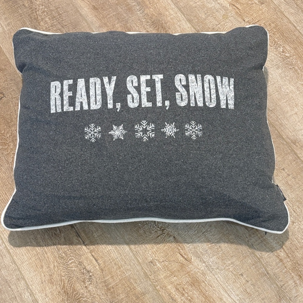 Eddie Bauer Dark Gray Holiday Pillow with Snowflake Text